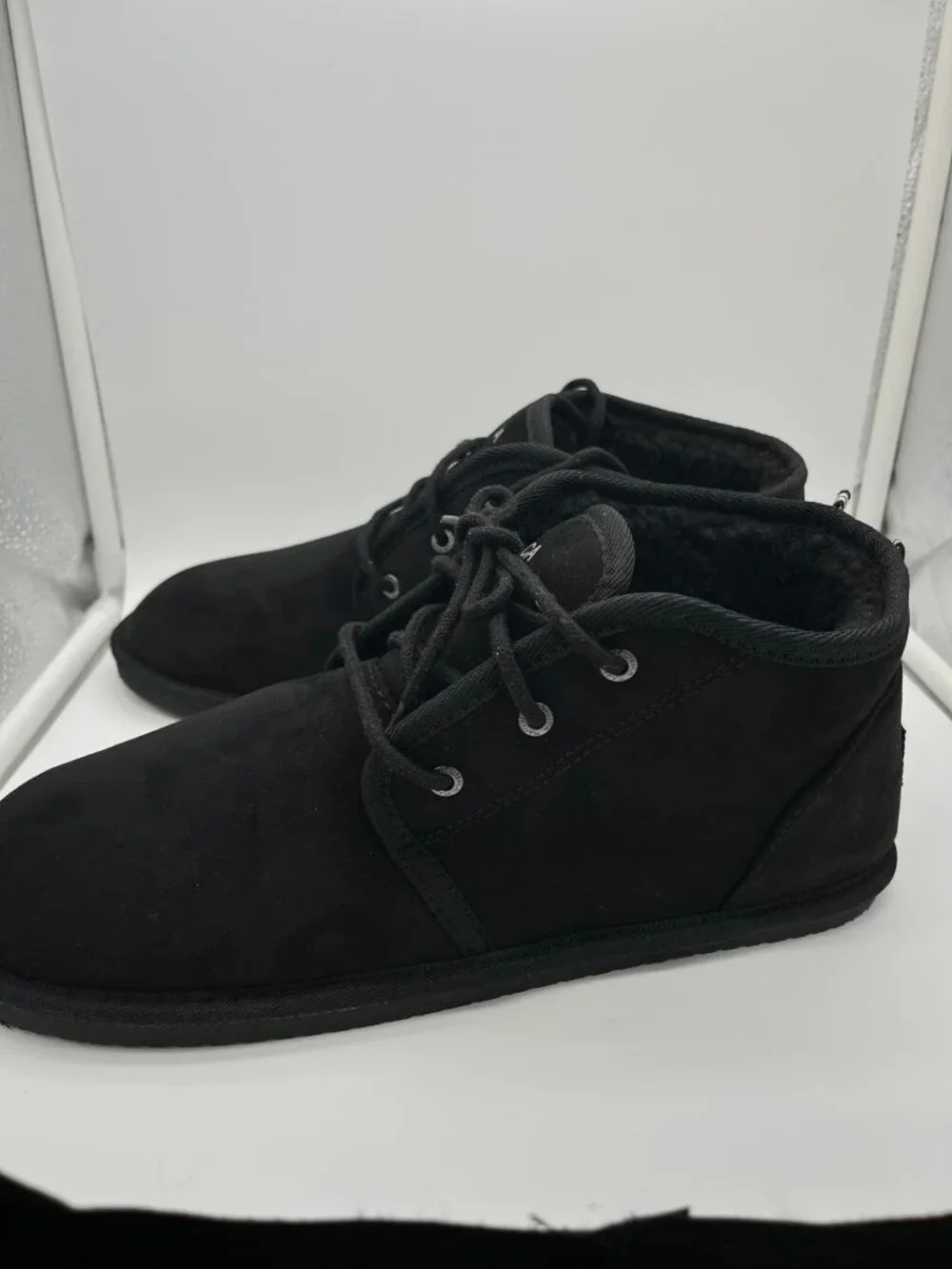 Nautica Men’s Dulverton Lace Slipper Bootie Black Suede Faux Fur Lined Sz 11 NIB